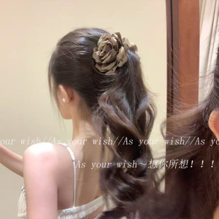 法式 波点花朵香蕉夹女后脑勺半扎发抓夹高马尾竖夹高级盘发夹头饰