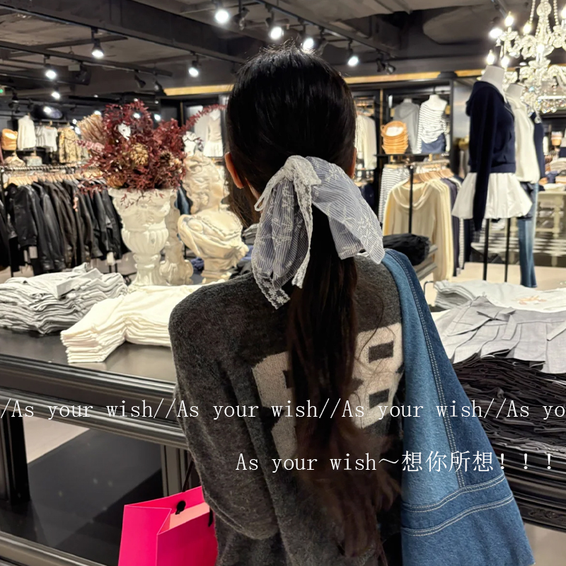 江南水仙刺绣蕾丝蝴蝶结方巾发圈温柔低马尾大肠发圈文艺甜美发饰