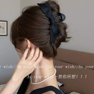 百搭简约蝴蝶结抓夹女俏皮优雅大号后脑勺鲨鱼夹发量多高级感发饰