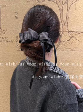 韩系ins新款多层蝴蝶结飘带香蕉夹学院风减龄高马尾盘发抓夹发夹