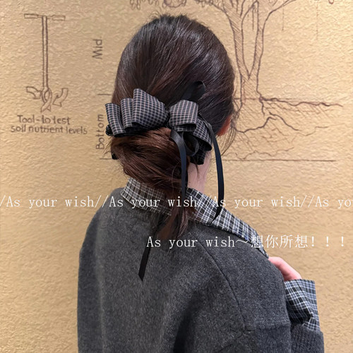 韩系学院风蝴蝶结飘带香蕉夹