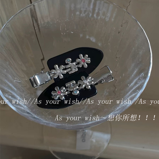 甜酷金属花花边夹无痕醋酸鸭嘴夹刘海夹可爱少女bb夹发饰小众发夹