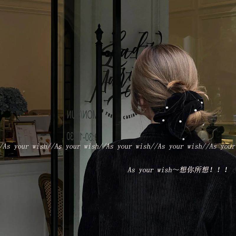 百搭丝绒珍珠新款大肠发圈高级感