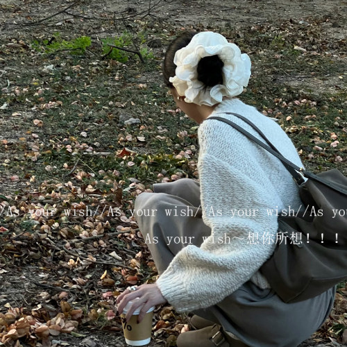 法式温柔风白色花边大号发圈
