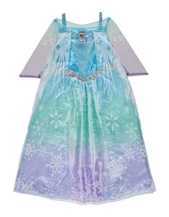 披风亮灯~Disney艾莎扮演服儿童cosplay冰雪奇缘渐变色连衣裙