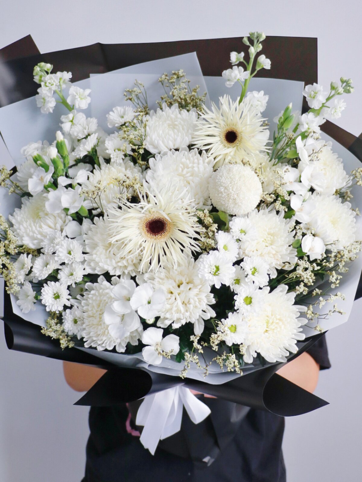 礼花清节白明花蓝黄丧扫送花北京束雏菊悼念墓