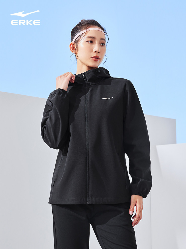 HONGXING ERKE JACKET 여성 2024 가을 겨울 새로운 여성 야외 달리기 방풍 스포츠웨어 자켓 여성 탑