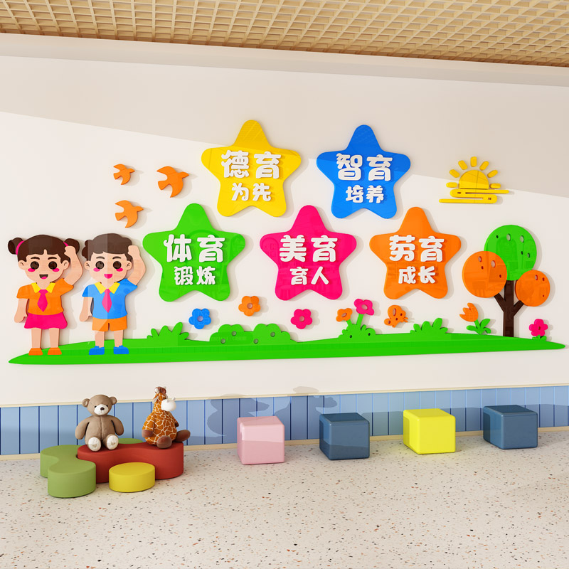 幼儿园环创主题墙成品德智体美劳文化墙教室墙面装饰班级布置墙贴