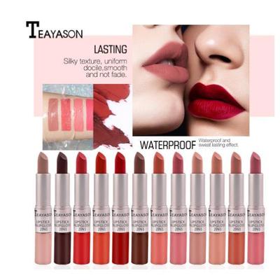 12 color square tube sexy red lipstick mist lip balm pumpkin