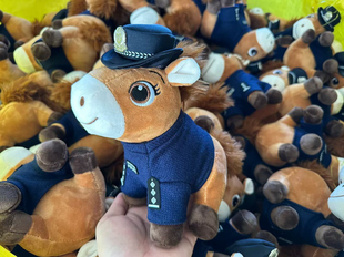 正义小蓝帽2026年马年警察玩偶吉祥物毛绒玩具公仔纪念品送同事