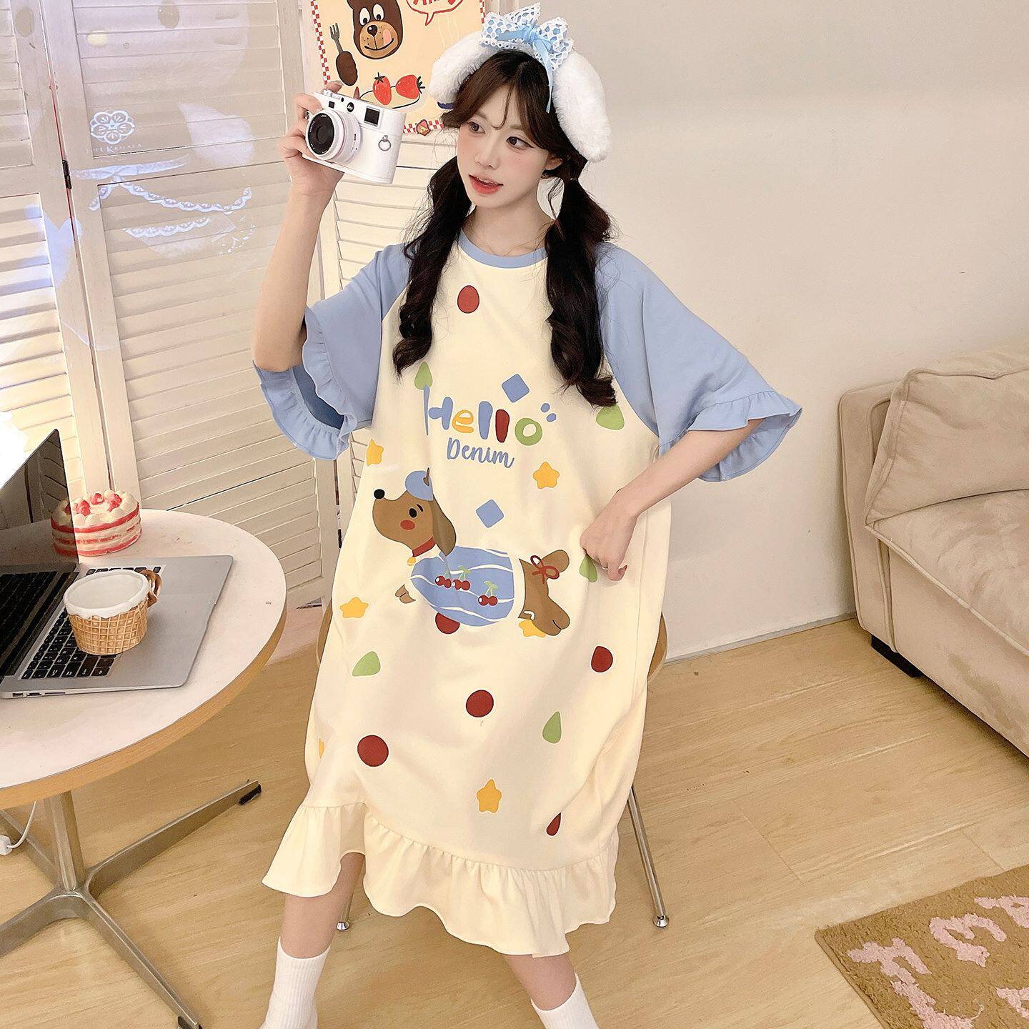 睡裙女士睡衣夏季纯棉家居服