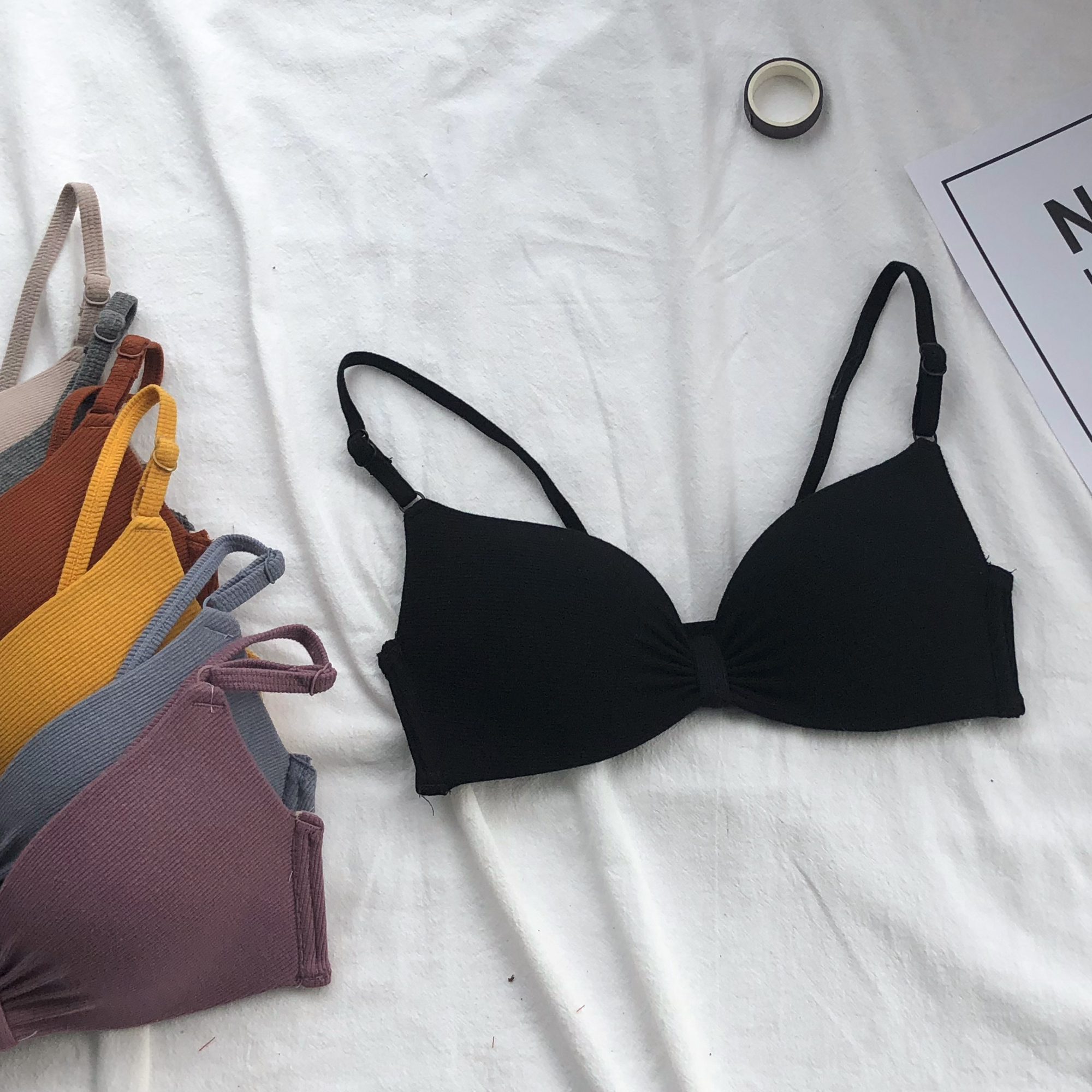 Real price underwear women's small chest gathered no trace without steel rim student bra with accessory breast adjustable bra