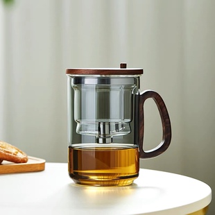 高端全玻璃内胆泡茶杯办公室茶水分离一体式飘逸杯红茶冲泡茶神器