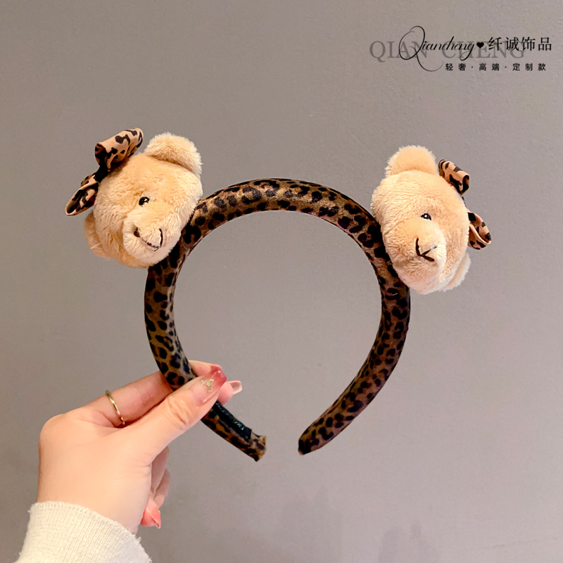 2025纤诚可爱豹纹小熊发箍
