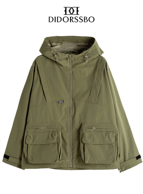 DIDORSSBO秋季新款时尚休闲潮流百搭户外纯色工装连帽夹克外套088