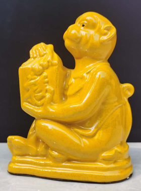 人气黄色陶瓷十二生肖摆件瓷器鼠牛虎兔龙蛇O马羊猴鸡狗猪摆件生