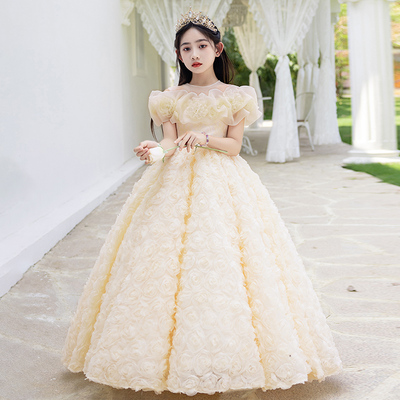 新选女童b礼服轻奢小众高端女孩生日绝美公主裙儿童主持人钢琴演