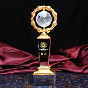 精选金属奖杯握手 水晶奖杯定制 团队创意L奖品奖座纪念品制作刻