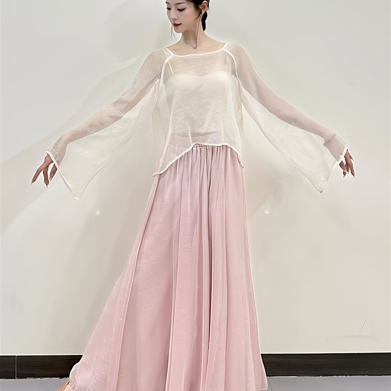 新选流影古典舞舞蹈服仙气民族舞练功裙裤中国风演出X服宽松飘逸