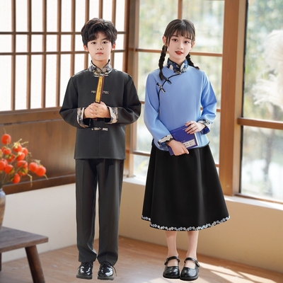 新选六一儿童五四青年装民国风学生中G山装幼儿园合唱朗诵运动会