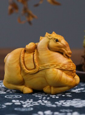 精选黄杨木雕唐马实木雕刻随身盘玩工艺品生肖马手把件Z文玩摆件