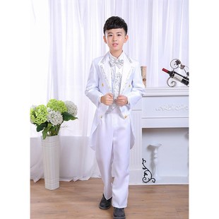 新款年儿童礼服黑色男童燕尾服韩版秋G冬套装演出主持人男童燕尾