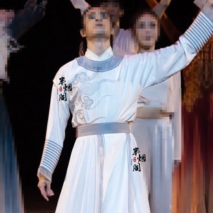 新选唐朝诗人李白杜甫屈原服装古装男士中K国风广袖演出服武侠套