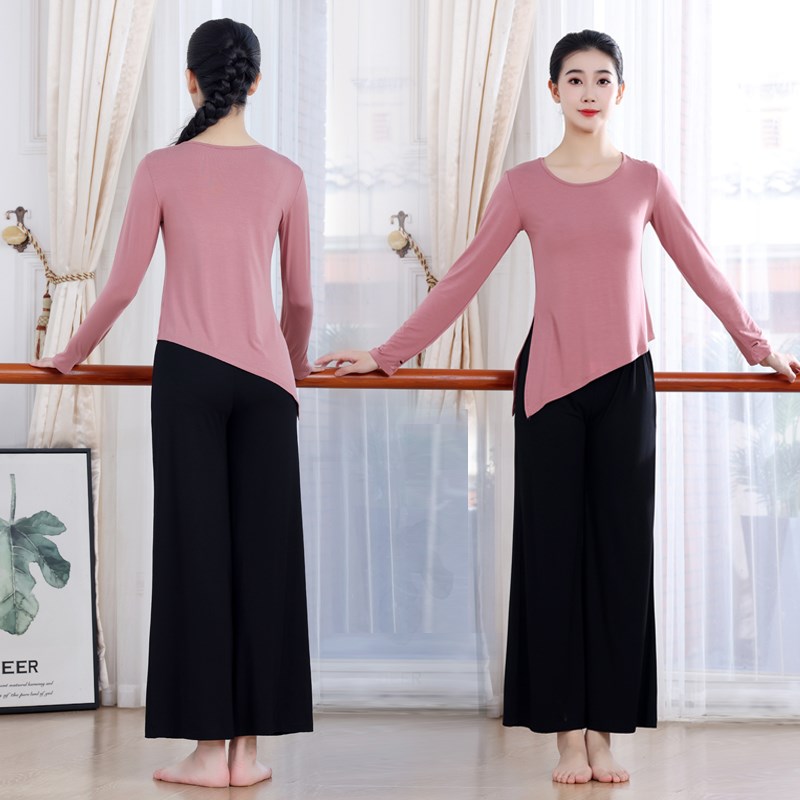 新选长袖套指舞蹈服女成r人练功形体服莫代尔现代古典舞大码艺考