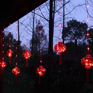 优选春节别墅太阳能红灯笼串灯户外防水彩灯庭院吊挂装.饰露台花
