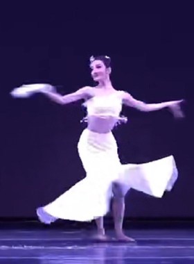 新选成人新款氨纶傣族舞蹈演出服C女孔雀舞越鸟白色鱼尾裙练习艺