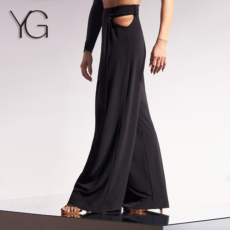 新选拉丁舞女练功裤n定制高秋冬新款成人专业紧身窄脚恰恰牛仔露