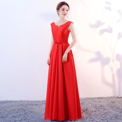 新选大合唱团演出服女长裙成人独C唱歌手高端大气主持人缎面晚礼