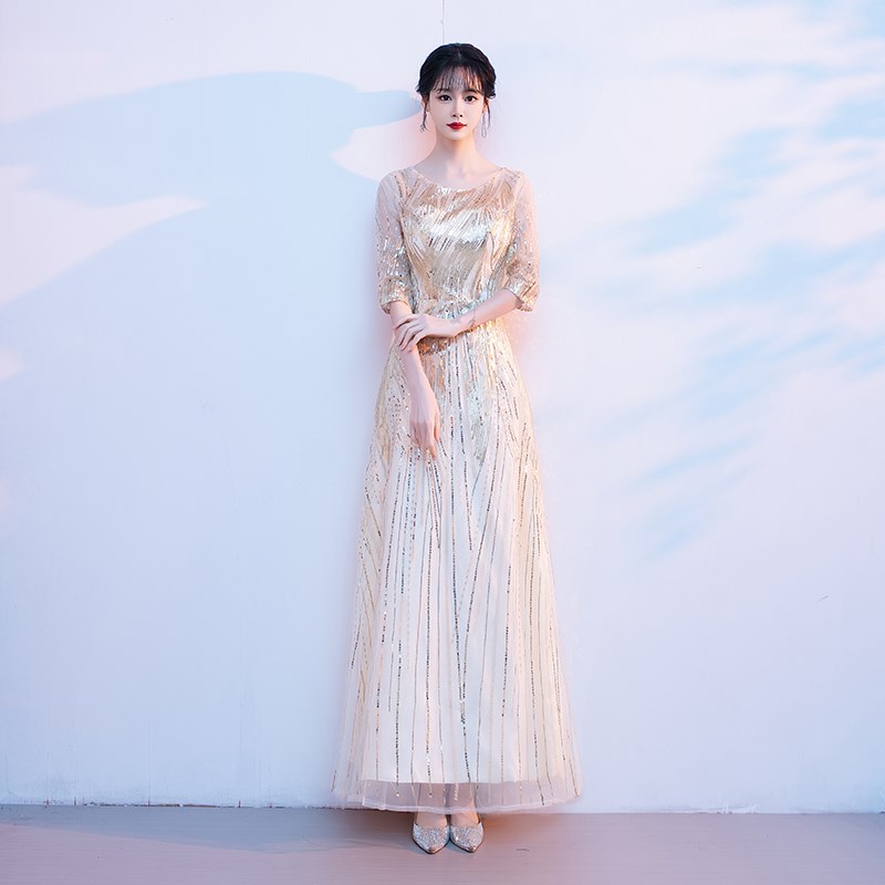 新选2025新款大合唱演出服成人女表演指挥气质R长款宴会主持人司