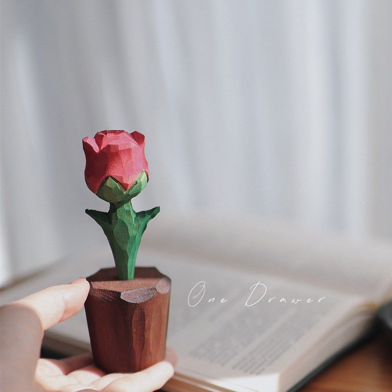 新年一个抽屉 手工玫瑰花实木雕装饰桌面摆件生V日礼物生日礼物,家居饰品,装饰摆件,淘宝优惠券,粉丝福利购,淘宝优惠卷