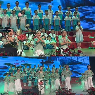 新选小池b舞蹈服儿童六一小学生大合唱服新中式国风演出服荷花荷