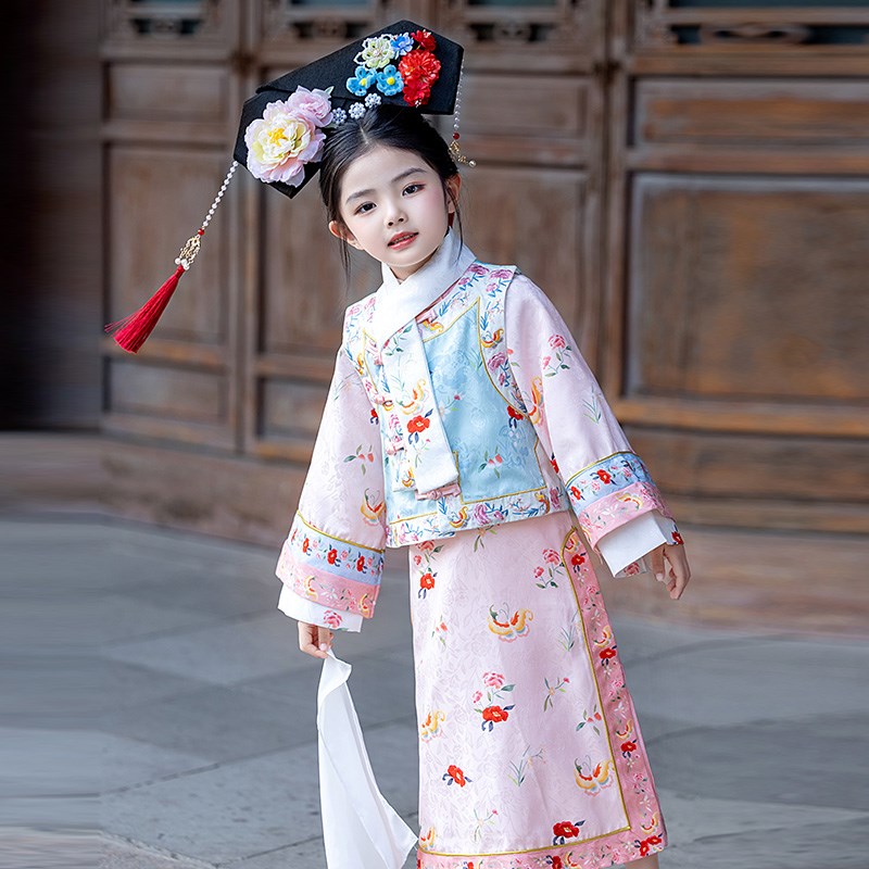 新选女童格格服清汉女儿童清朝清宫D古装清代满族服装服饰国风演