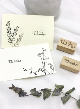 ins小清新Thanks感谢文字英文手写原木手帐印章 日常个性手作装饰