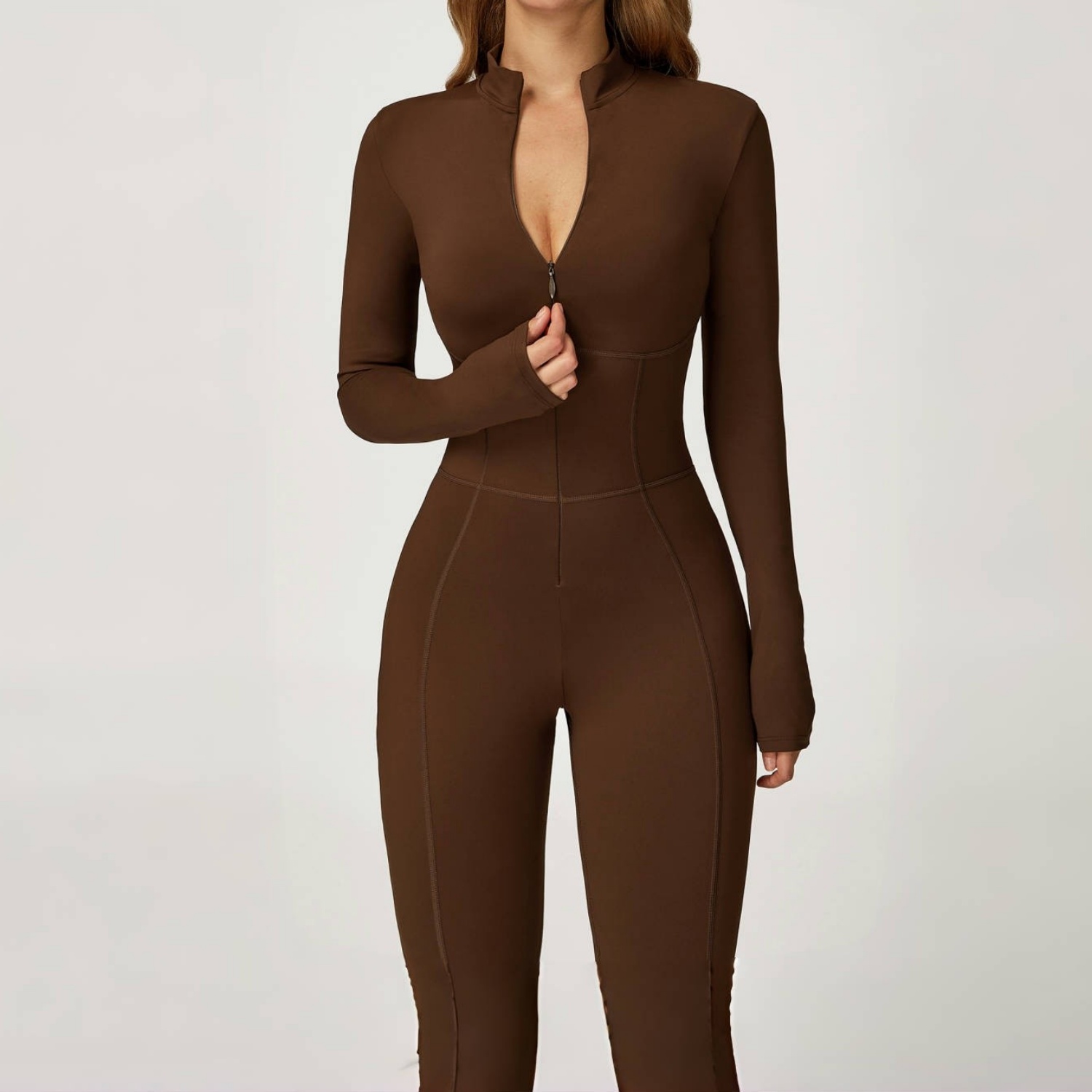 一体式瑜伽连体衣女健身立领拉链