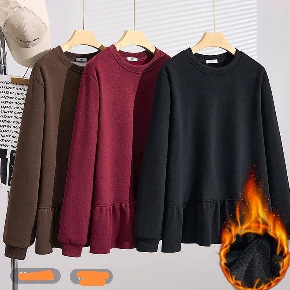 胖韵美秀 300斤秋冬款胖MM大码女装长袖圆领加绒遮肚子韩版卫衣,女装/女士精品,大码内搭,淘宝优惠券,粉丝福利购,淘宝优惠卷