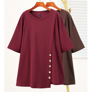 女夏季 胖mm遮肉显瘦洋气中袖 纯棉上衣 女装 300斤特大码