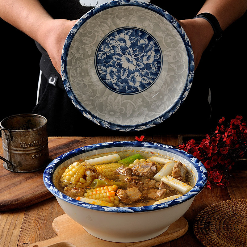 陶瓷盆大号汤碗瓷大碗瓷碗瓷盆单个大盛汤盆汤古9英寸10寸家用碗
