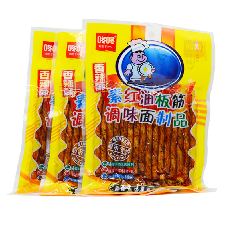 咚咚牛板筋106g*3袋 云南咚咚红油板筋辣条怀旧食品网红零食批 发