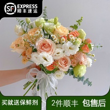 手捧花鲜花玫瑰花混搭向日葵云南玫瑰基地直发diy花材网红