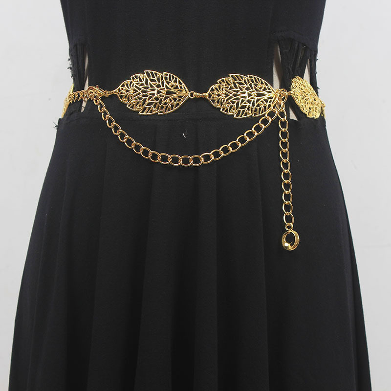 腰链配饰配连衣裙腰带女金属装饰裙子复古文艺百搭民族风银色裤链