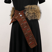 潮流个性 秋冬新款 手工缝制皮毛一体腰带女百搭时尚 腰链女