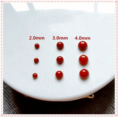 天然红玛瑙3.0mm圆形平底素面