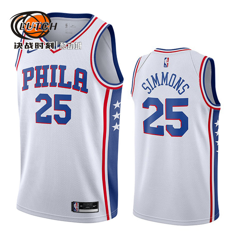 Nike NBA 76人25号西蒙斯球衣透气速干训练运动篮球背心 CW3605