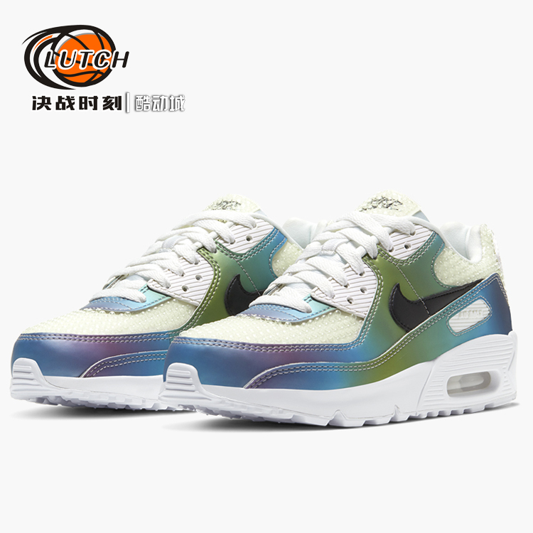 决战时刻-Nike Air Max 90 GS蓝绿渐变气泡运动跑步鞋 CT9631-100