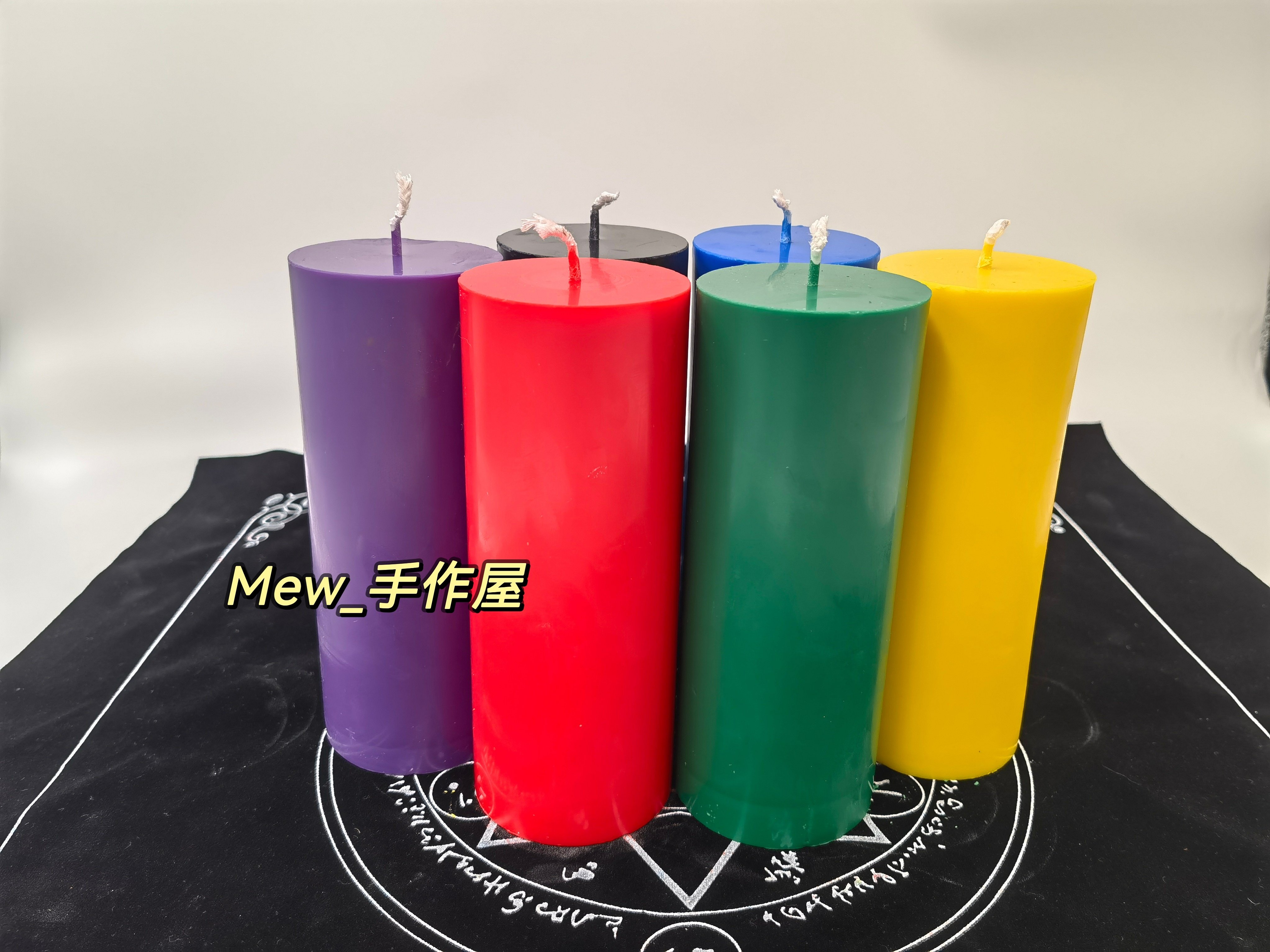 6×15cm手工纯蜂蜡大豆蜡制大蜡烛  无味柱蜡粗蜡烛 颜色可定制