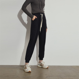 子女士束口裤 秋季 显瘦裤 舒服高腰弹力宽松卫裤 新款